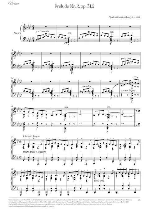 First page of the score of Prélude Nr. 2, op. 31,2