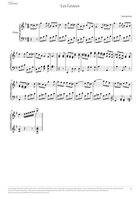 First page of the score of Les Graces