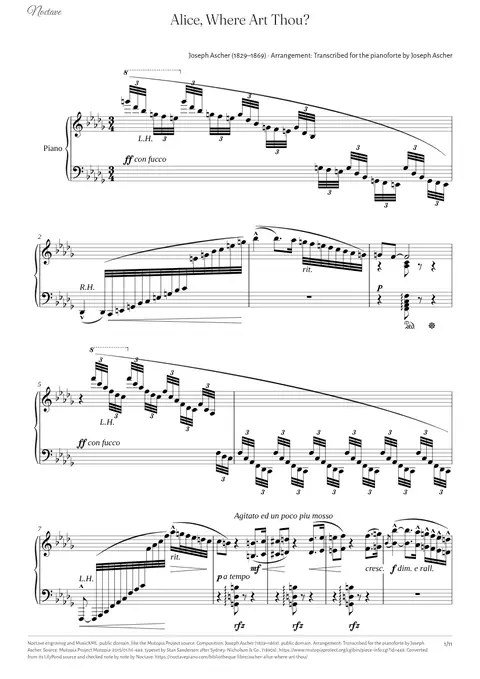 Première page de la partition de Alice, Where Art Thou?