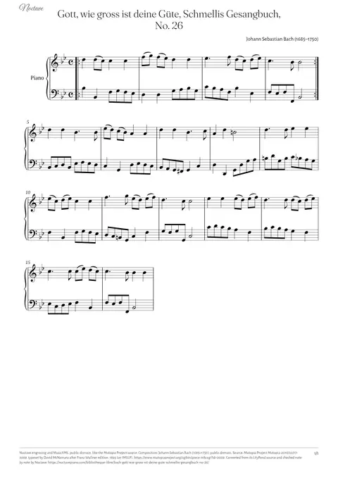 Première page de la partition de Gott, wie gross ist deine Güte, Schmellis Gesangbuch, No. 26