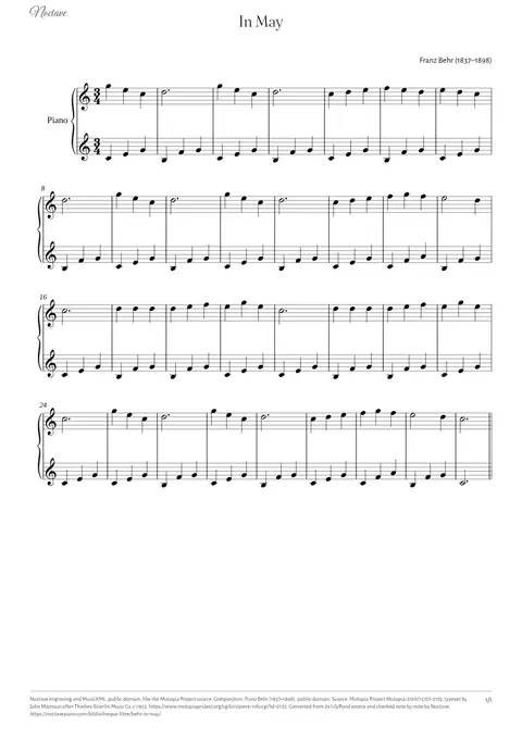 Première page de la partition de In May