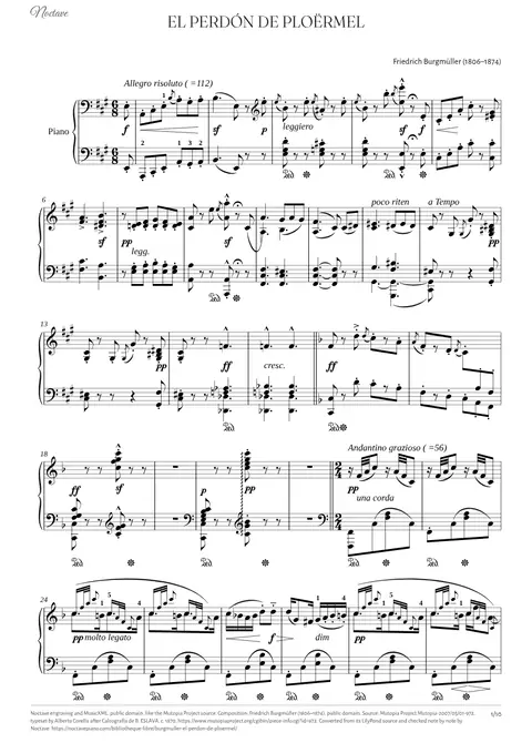 First page of the score of EL PERDÓN DE PLOËRMEL
