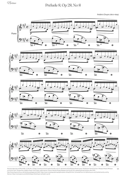 Première page de la partition de Prélude 8, Op 28, No 8