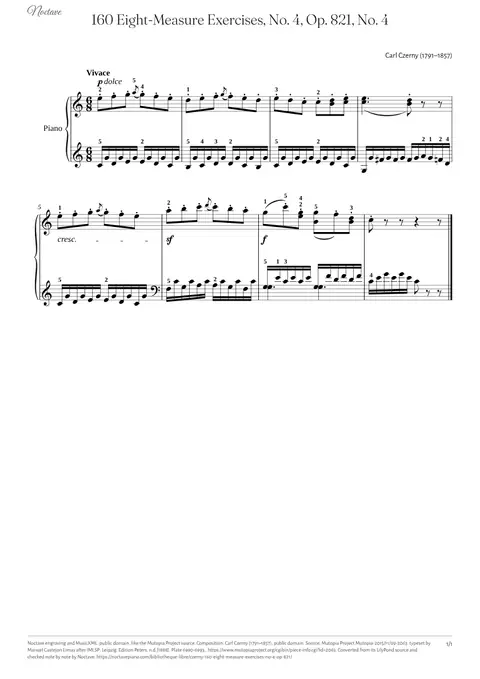 First page of the score of 160 Eight-Measure Exercises, No. 4, Op. 821, No. 4