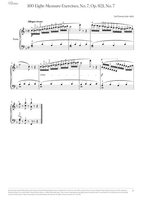 First page of the score of 160 Eight-Measure Exercises, No. 7, Op. 821, No. 7