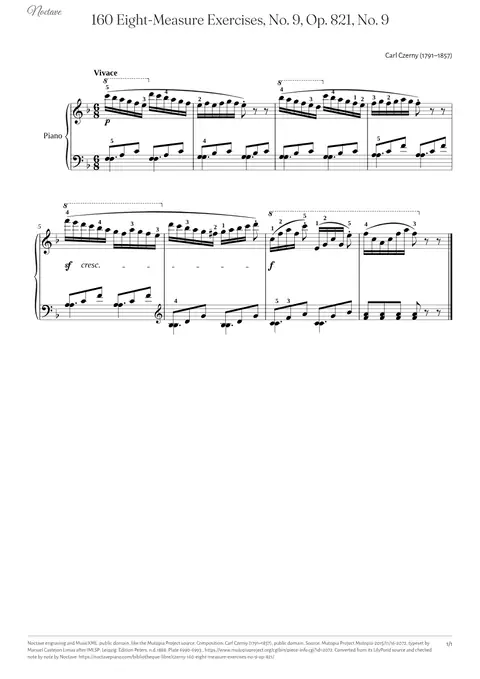 First page of the score of 160 Eight-Measure Exercises, No. 9, Op. 821, No. 9