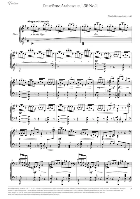 First page of the score of Deuxième Arabesque, L66 No.2
