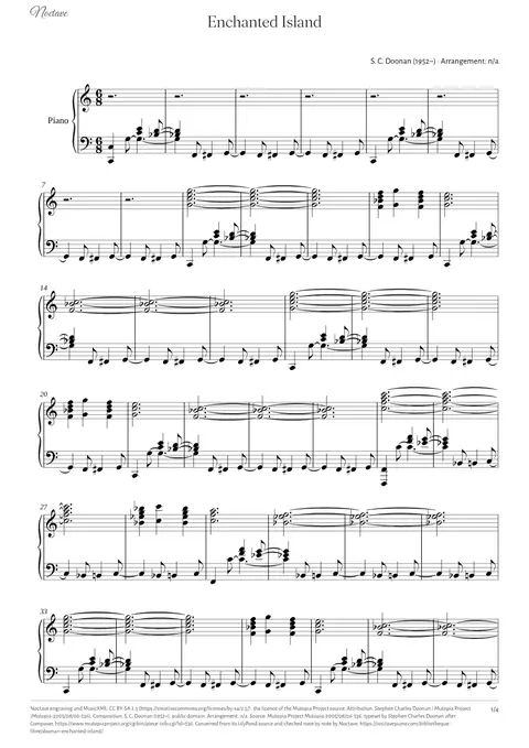 Première page de la partition de Enchanted Island