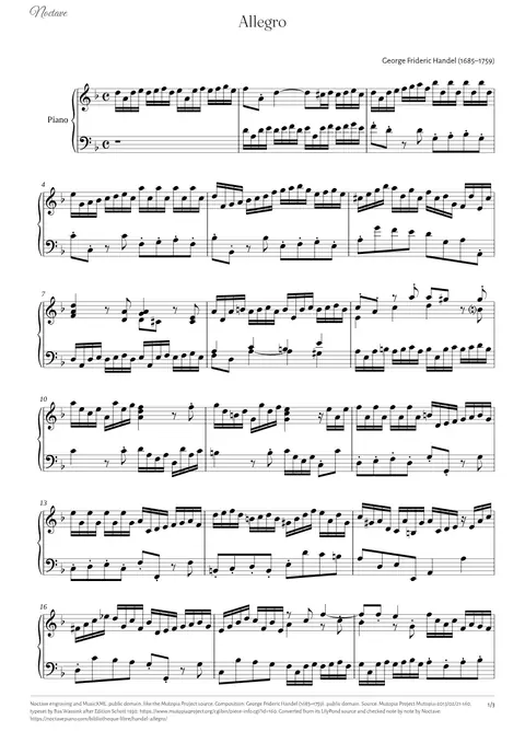 First page of the score of Allegro