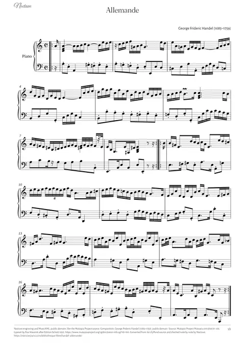 First page of the score of Allemande
