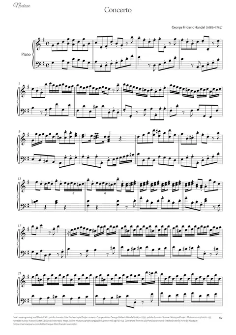 Première page de la partition de Concerto