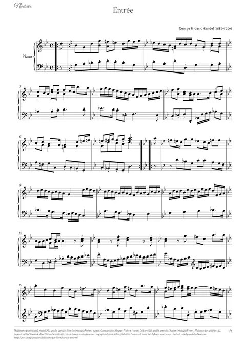 Première page de la partition de Entrée