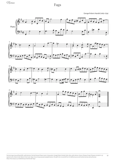 First page of the score of Fuga