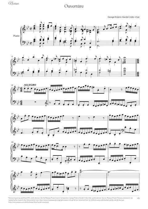 First page of the score of Ouvertüre