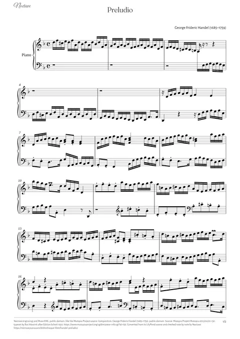 Première page de la partition de Preludio