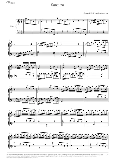 Première page de la partition de Sonatina