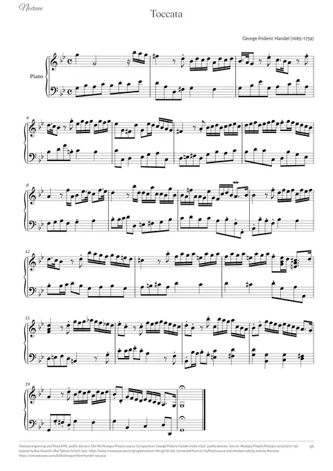 First page of the score of Toccata