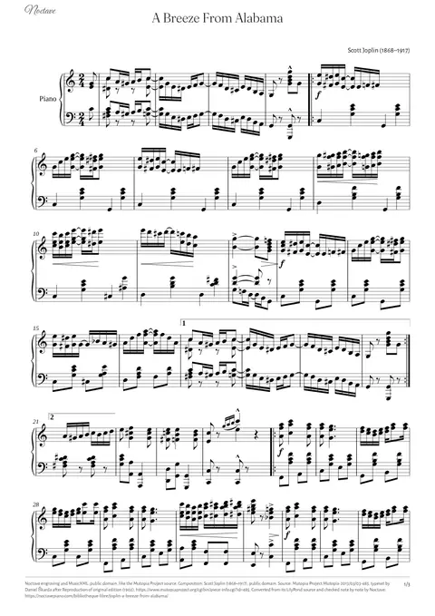 Première page de la partition de A Breeze From Alabama