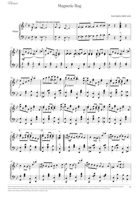 Première page de la partition de Magnetic Rag