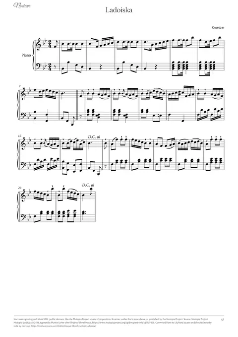 Première page de la partition de Ladoiska