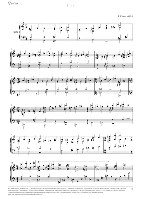 First page of the score of Flat