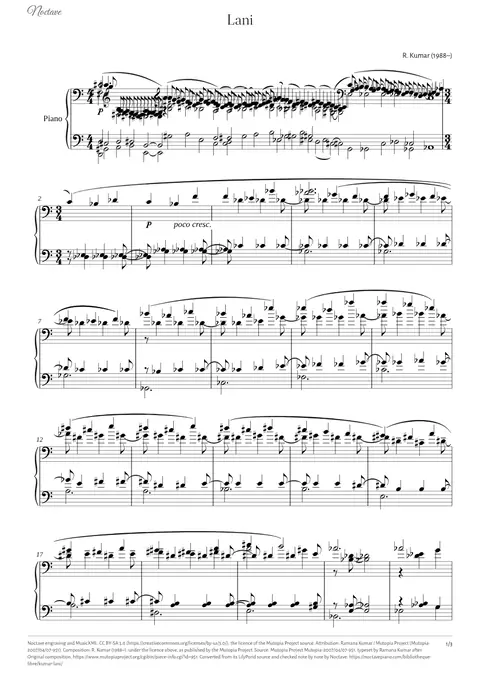 Première page de la partition de Lani