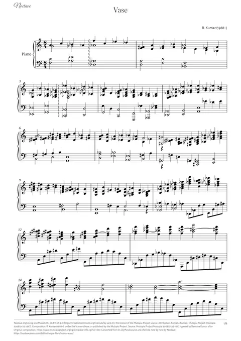 Première page de la partition de Vase