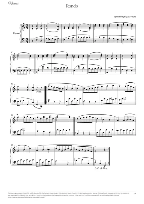 Première page de la partition de Rondo