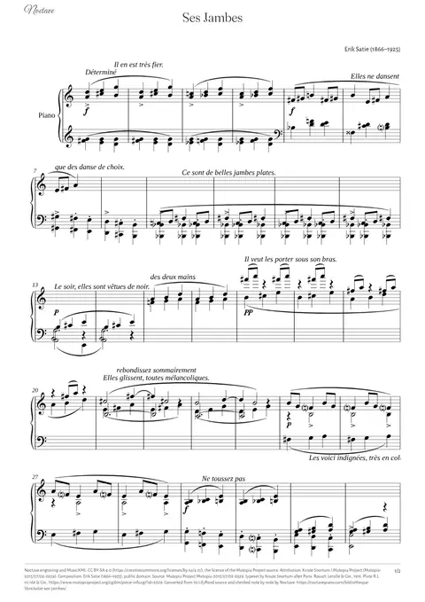 First page of the score of Ses Jambes
