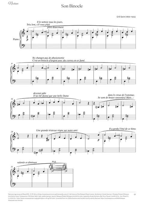 Première page de la partition de Son Binocle