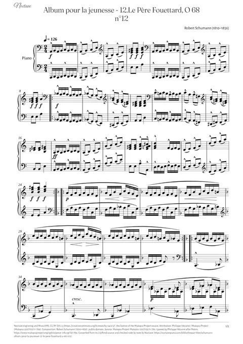 First page of the score of Album pour la jeunesse - 12.Le Père Fouettard, O 68 n°12