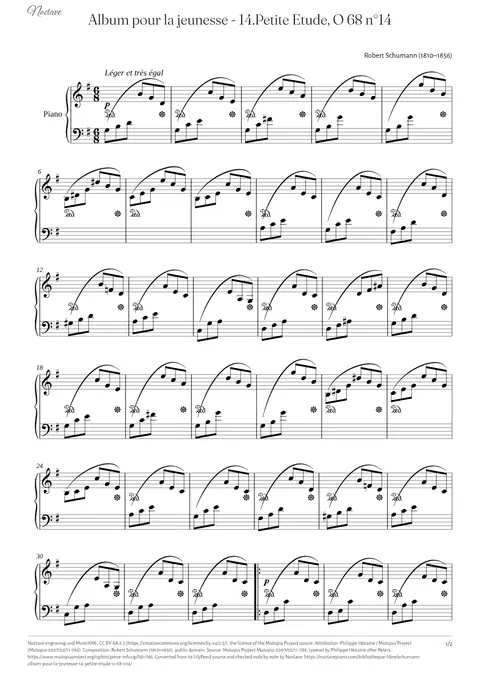 First page of the score of Album pour la jeunesse - 14.Petite Etude, O 68 n°14