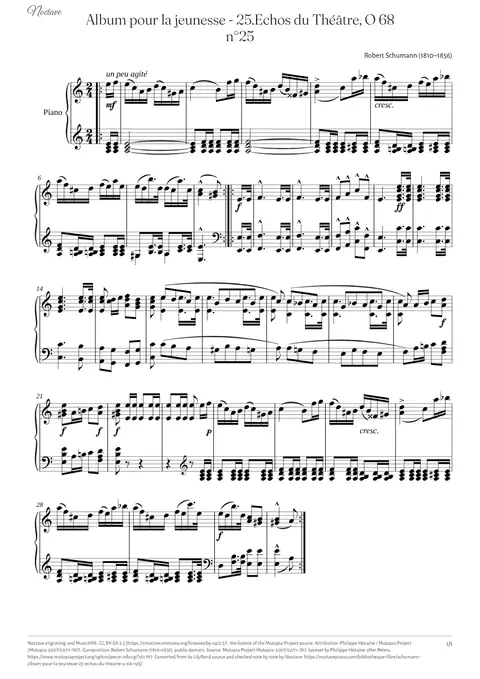 First page of the score of Album pour la jeunesse - 25.Echos du Théâtre, O 68 n°25