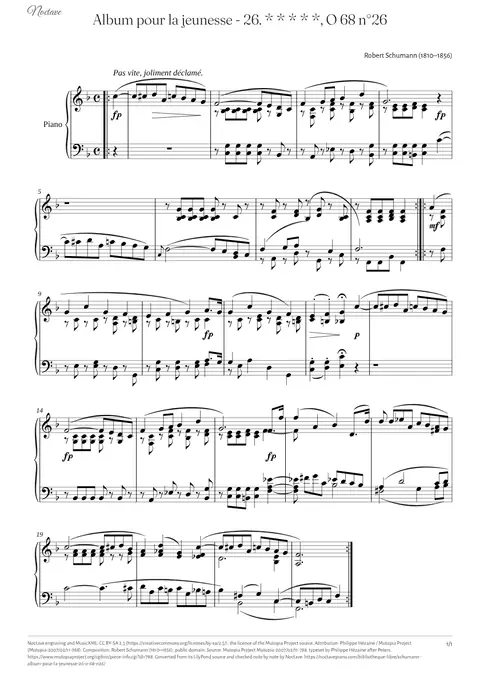 First page of the score of Album pour la jeunesse - 26. * * * * *, O 68 n°26