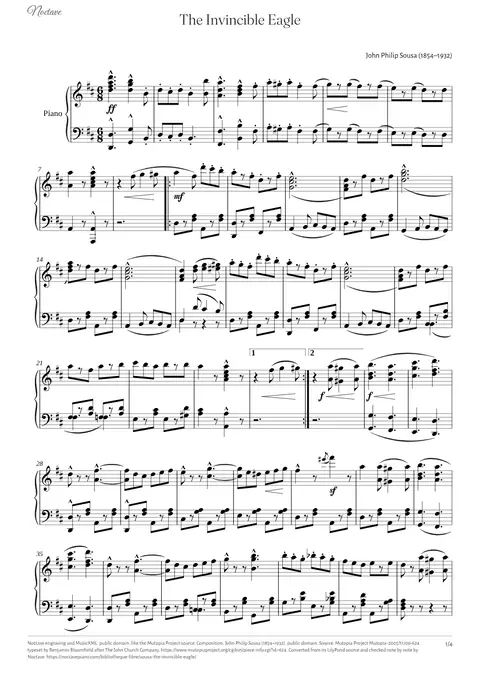 First page of the score of The Invincible Eagle