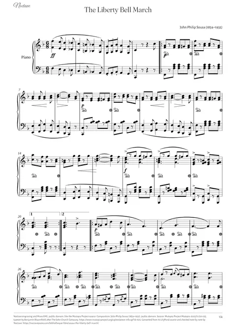 First page of the score of The Liberty Bell March