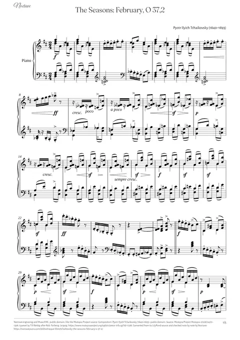 First page of the score of The Seasons: February, O 37,2