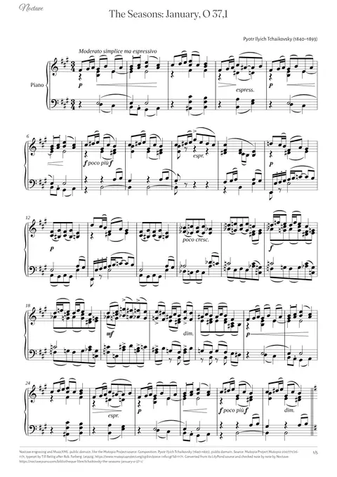 Première page de la partition de The Seasons: January, O 37,1