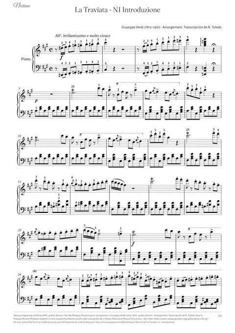 Première page de la partition de La Traviata - N1 Introduzione
