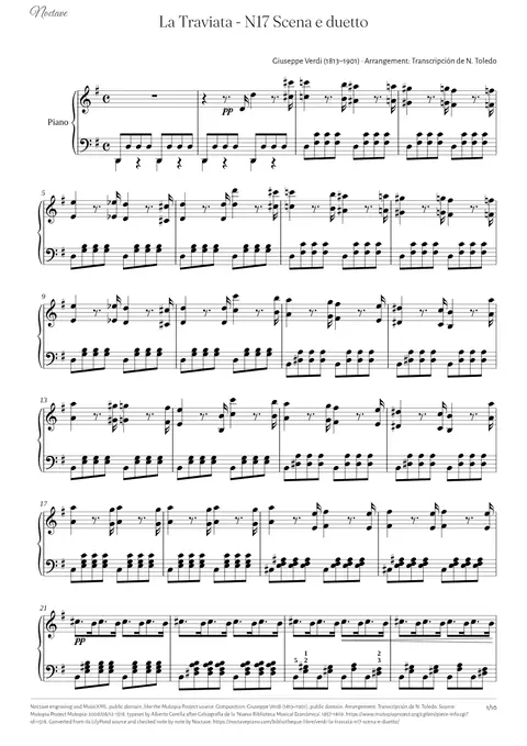Première page de la partition de La Traviata - N17 Scena e duetto