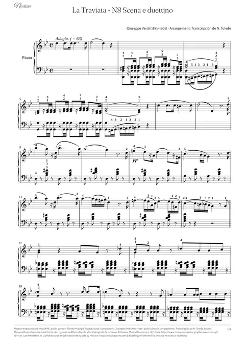 Première page de la partition de La Traviata - N8 Scena e duettino