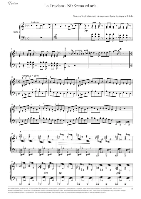 Première page de la partition de La Traviata - N9 Scena ed aria